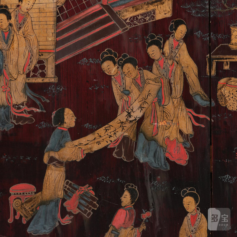 A large painted and gilt-decorated and red lacquer cabinet, - 图31